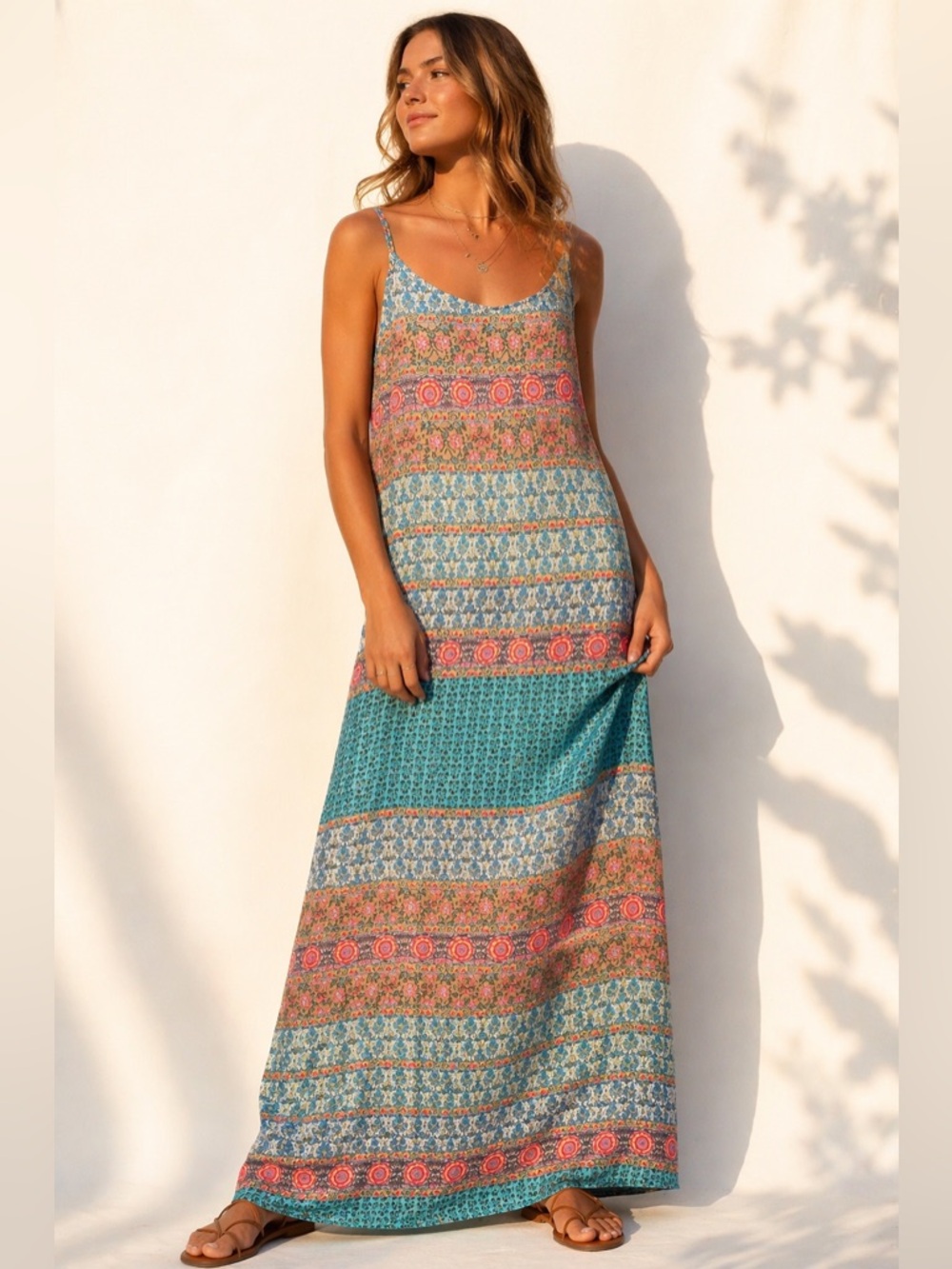Staring at Stars Boho UA Patchwork Maxi Dress L Festival Resort Summer